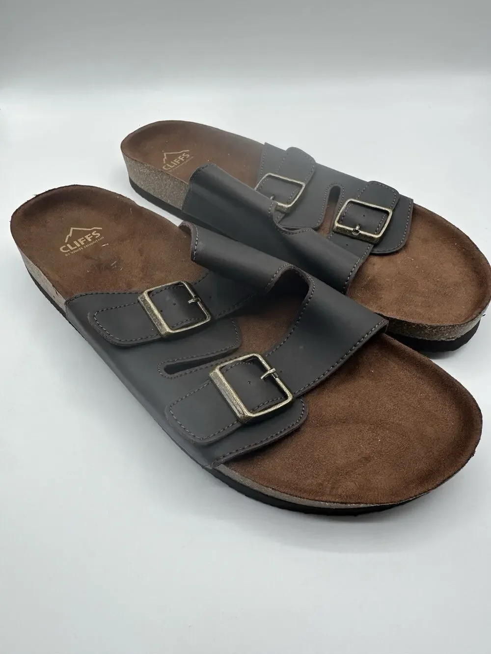 Cliffs by White Mountain Men’s Double Buckle Slide Sandals Brown Size 13M